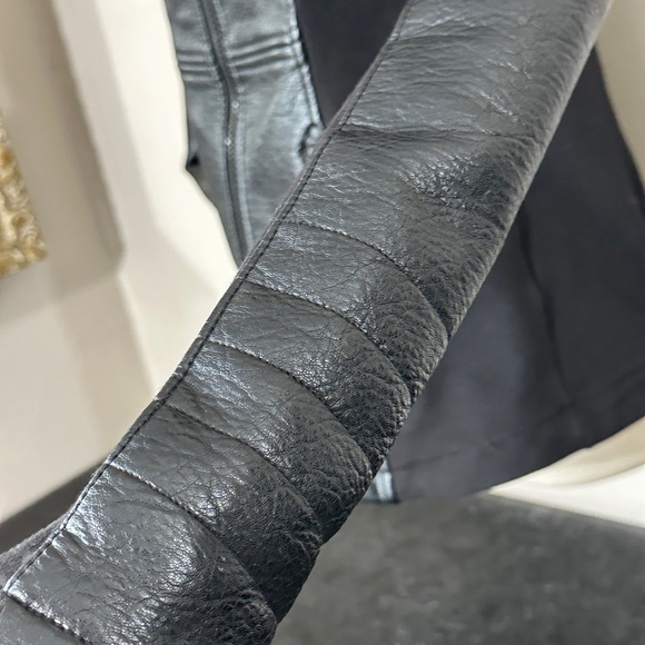 Blanc Noir Black Leather Moto Jacket - Athleisure Streetwear Chic - Size Small - Picture 7 of 15